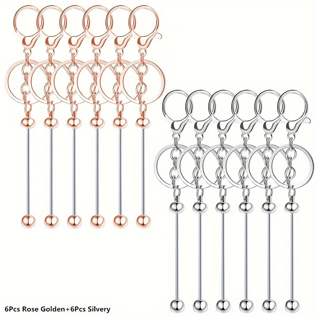 Golden Pearl Keychain Rods Set for DIY Crafts Pendant Hanging Chain for Men and Women