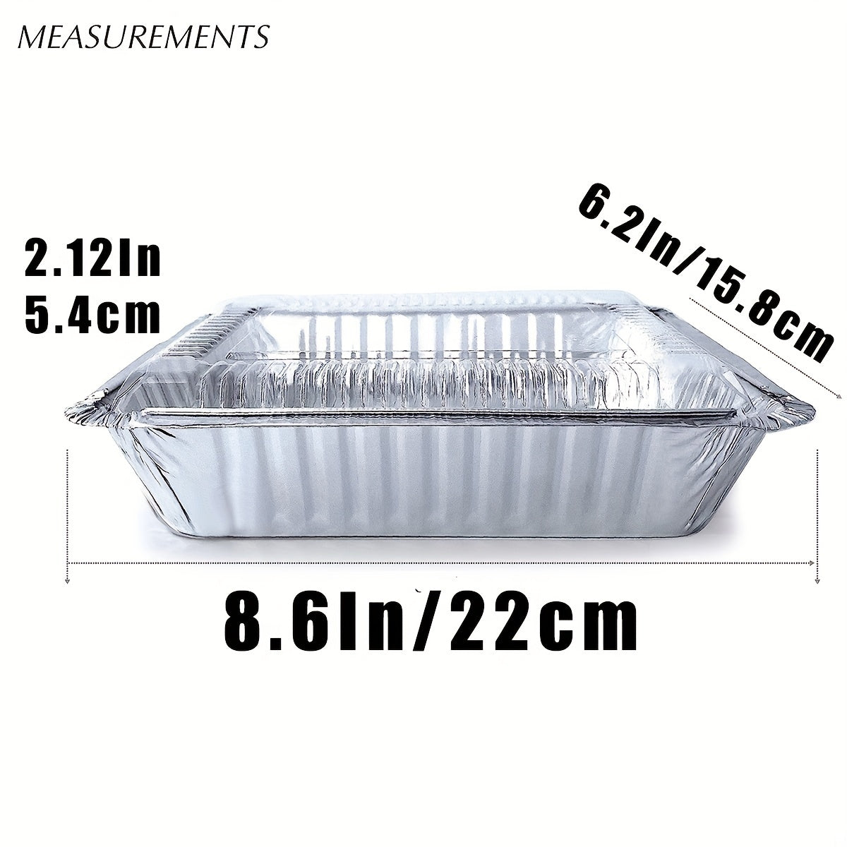 Set of 20 Aluminum Takeout Pans with Transparent Lids, Recyclable, 21.59cm x 16.51cm