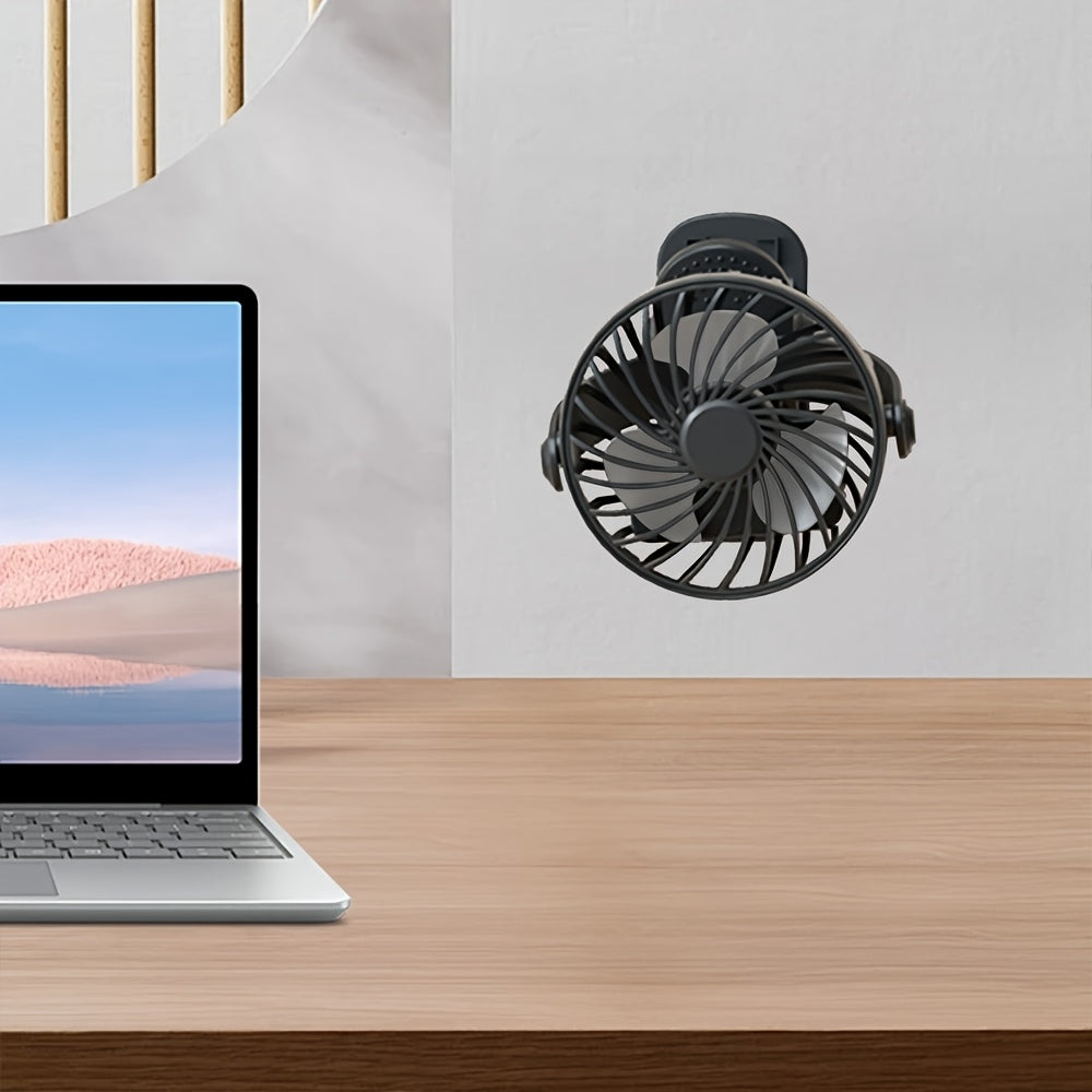 Portable USB Desk Fan Rechargeable High-Speed Airflow Modern Plastic Compact