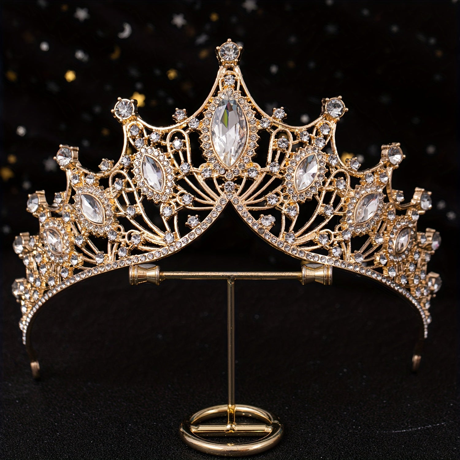 Golden Baroque Queen Crown and Tiara Set for Women Girls Crystal Rhinestones Mermaid Design