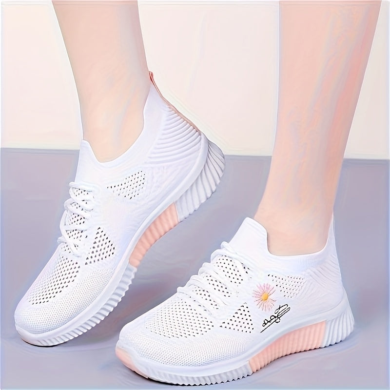 Women's Knit Slip-On Sneakers Lightweight Casual Running Shoes Black White