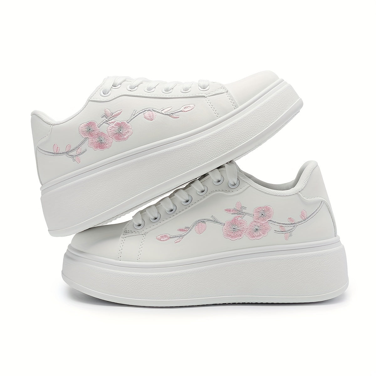 Ayollar uchun tikilgan kanvas sport oyoq kiyimlari, qalin tormozsiz tagliklar bilan