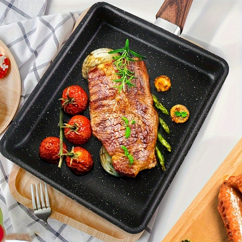 Yopishmaydigan Tamagoyaki yapon omleti qozoni, taqlid yog'och tutqichi bilan, tuxum qovurish va nonushta tayyorlash uchun mukammal. Ushbu qozon mustahkam va faqat qo'lda yuvish mumkin, bu esa uni muhim yopishmaydigan oshxona buyumiga aylantiradi.