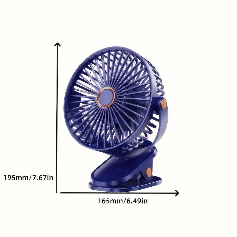 6-inch LED smart display clip-on desk fan with USB port for office outdoor travel