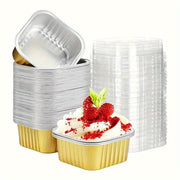 50-Pack 5oz Aluminum Foil Baking Cups with Lids for Cupcakes Muffins Pies