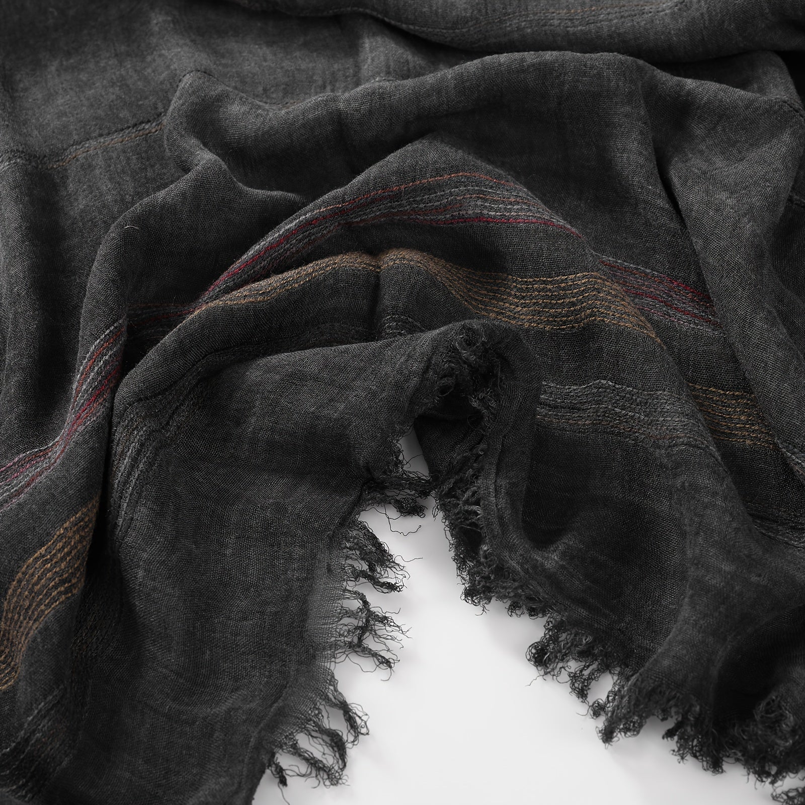 Lightweight Rayon-Linen Men's Scarf with Stripes for Fall and Winter