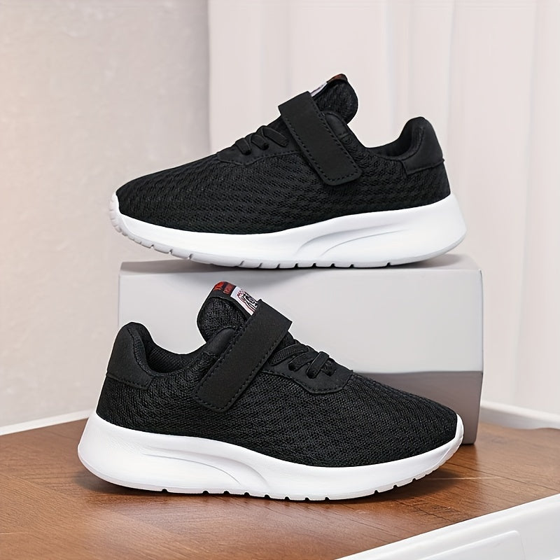 Kids Breathable Mesh Sneakers with Hook-and-Loop Closure Casual Running Shoes