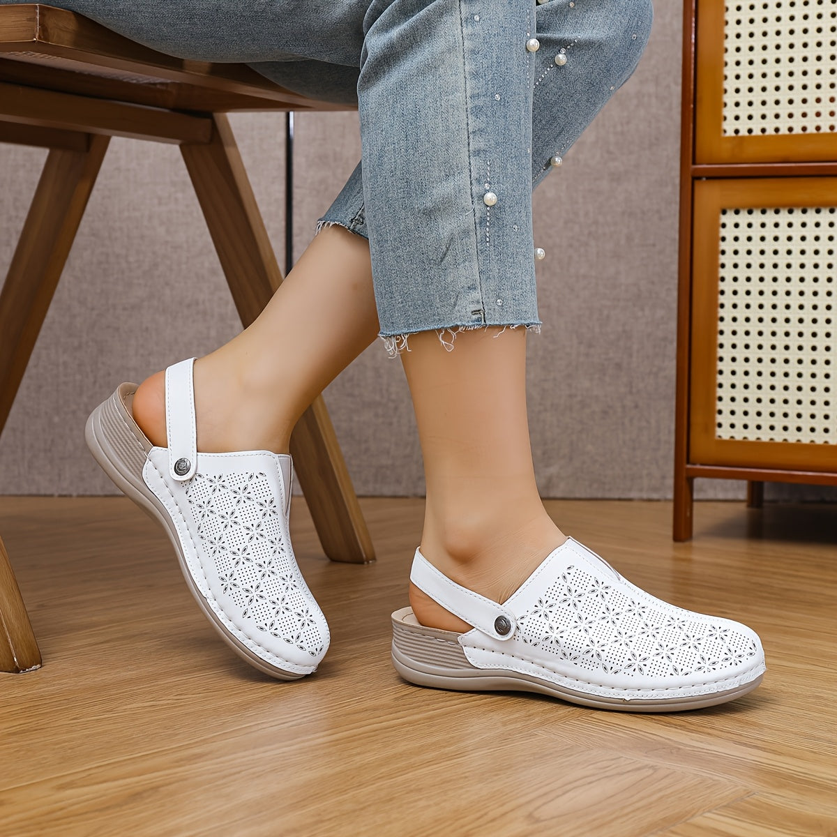 Women'S Mesh Slip-On Loafers, Adjustable Strap, Comfortable Indoor Outdoor Shoes