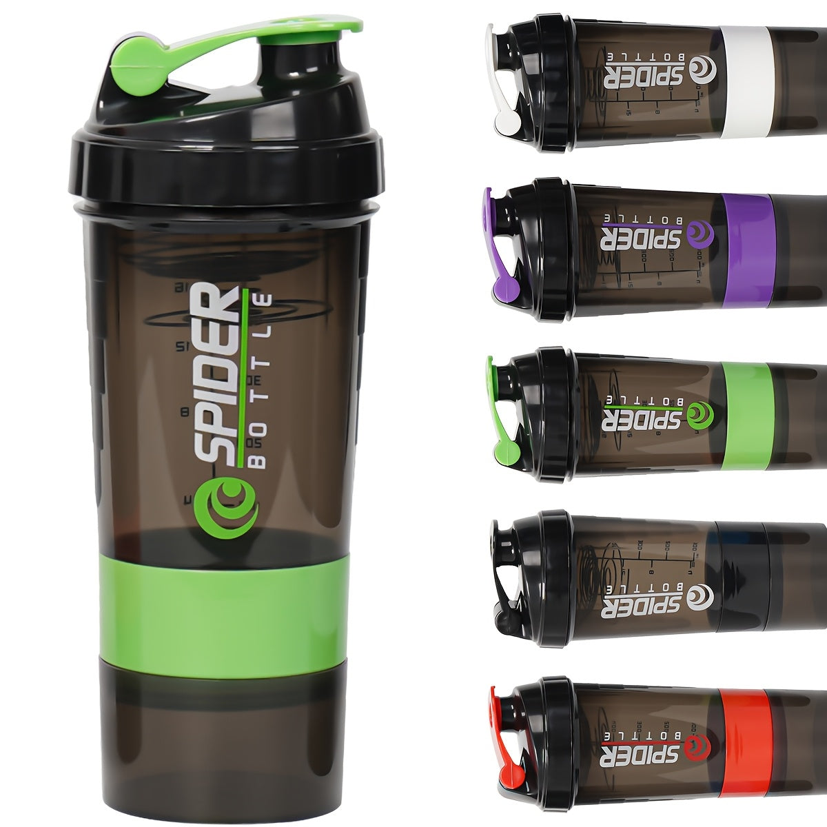 500ml Protein Shaker Bottle with Layered Storage Leak-Proof Mixing Ball for Gym and Outdoor Activities
