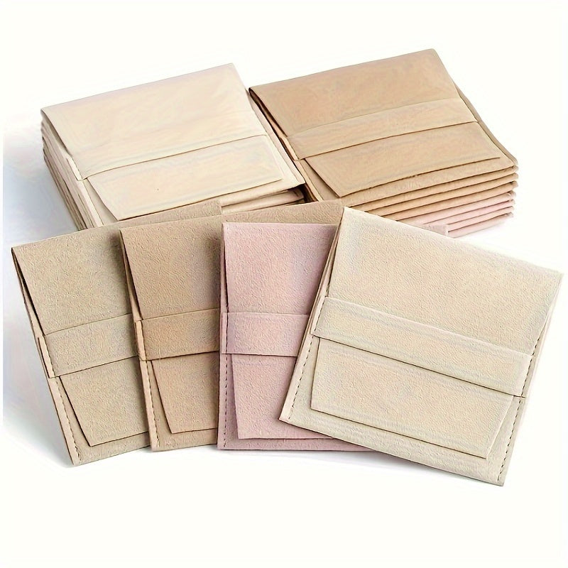 Set of 10 Jewelry Storage Bags with Lint Flounce and Snap Button Closures for Necklaces Earrings and Rings