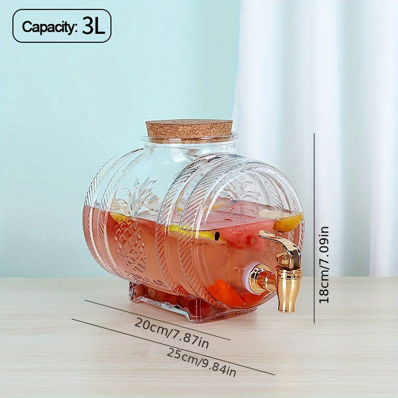 Glass Wine Fermentation Barrel with Faucet Cork Sealed for Brewing and Beverages