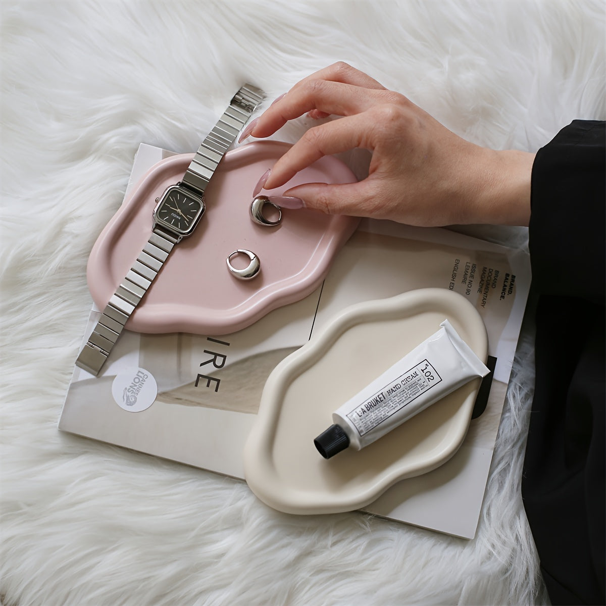 Ceramic Jewelry Tray Cloud-Inspired Organizer for Keys Watches and Accessories