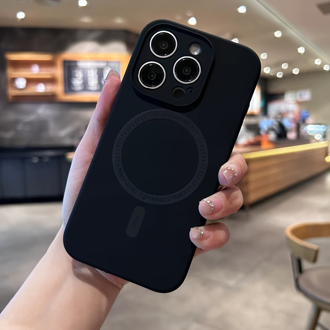 Silicone Full Wrap Magnetic Phone Case in Solid Color with Air Cushion and Retro Design