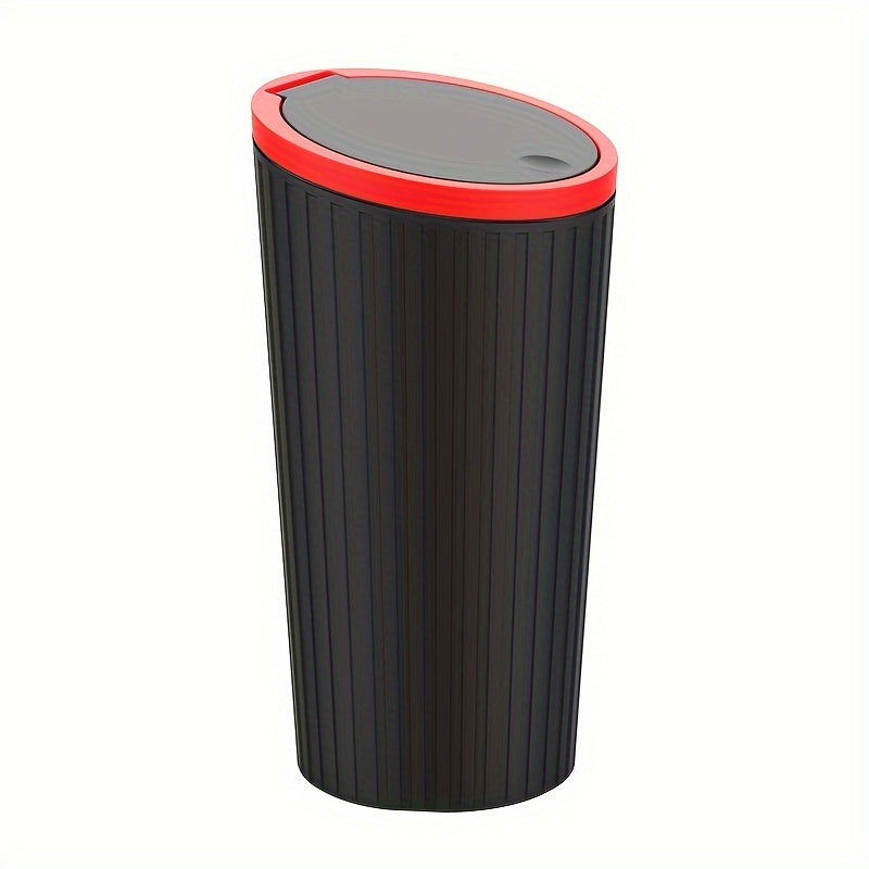 Black and Red Car Trash Bin Waterproof Durable ABS Storage Lid