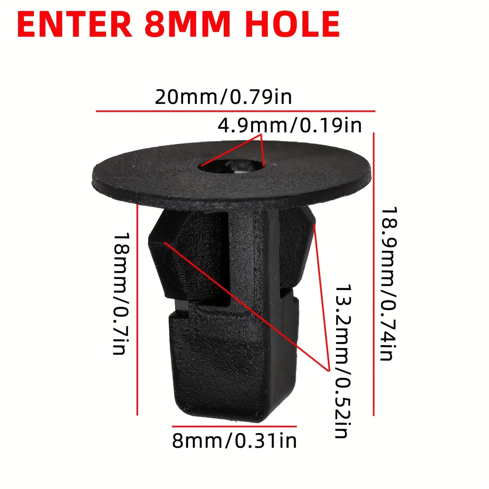 50pcs Black 8mm Fender Liner Screw Grommets Fastener Kit for Vehicles