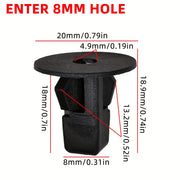 Kit de sujetadores con 50 piezas, remaches de goma para orificios de 8 mm en el revestimiento de parachoques en color negro para vehículos