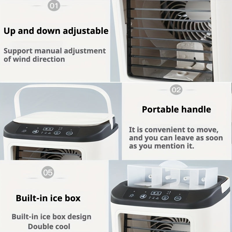 Ventilador USB de alta velocidad con 3 velocidades, 2 funciones de niebla, tanque grande, luces de 7 colores