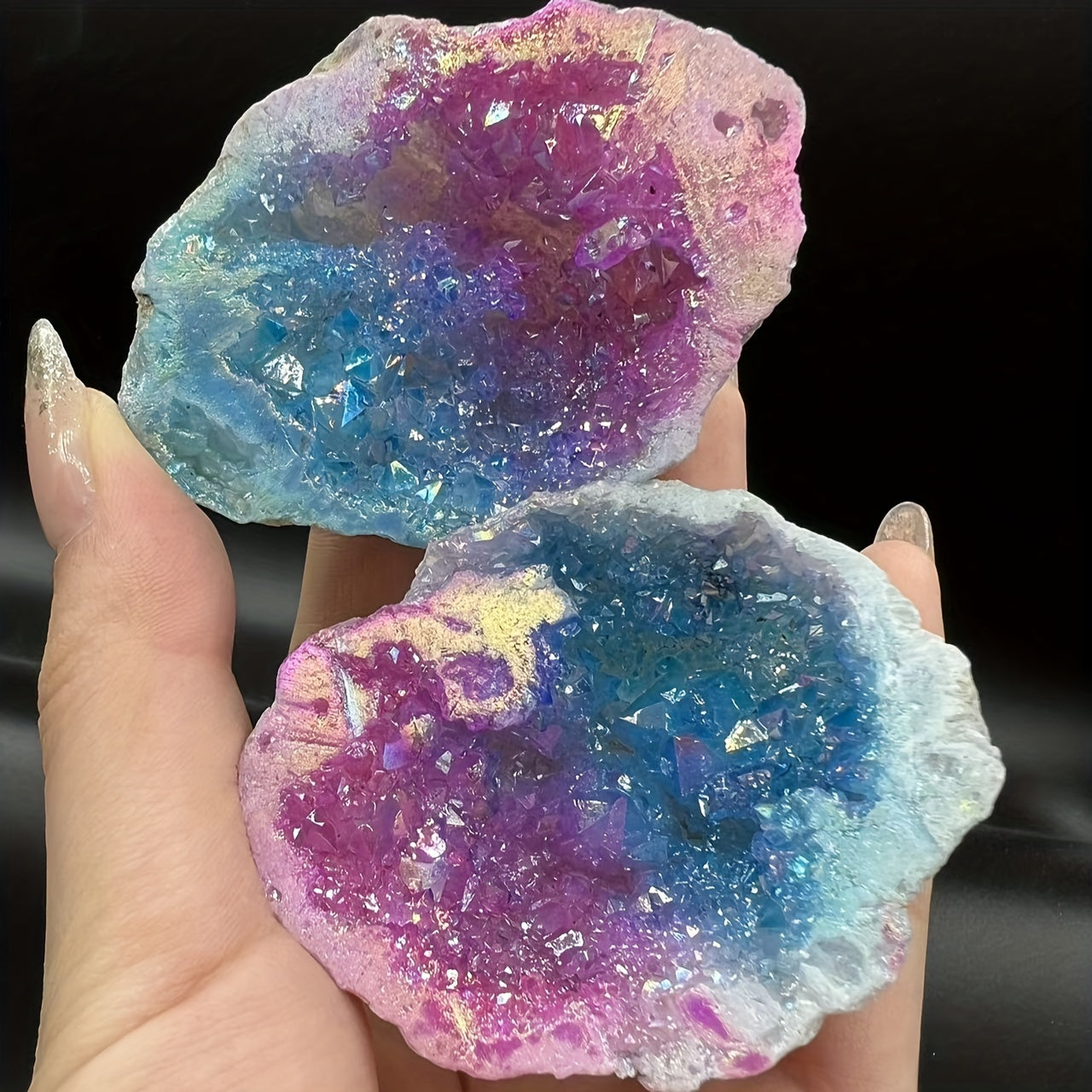 Agate Crystal Geode Decor Natural Electroplated Stone Home Gift