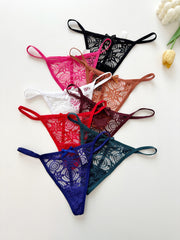 Women’s Low Waist Thong with Lace and See-Through Design 8-Pack