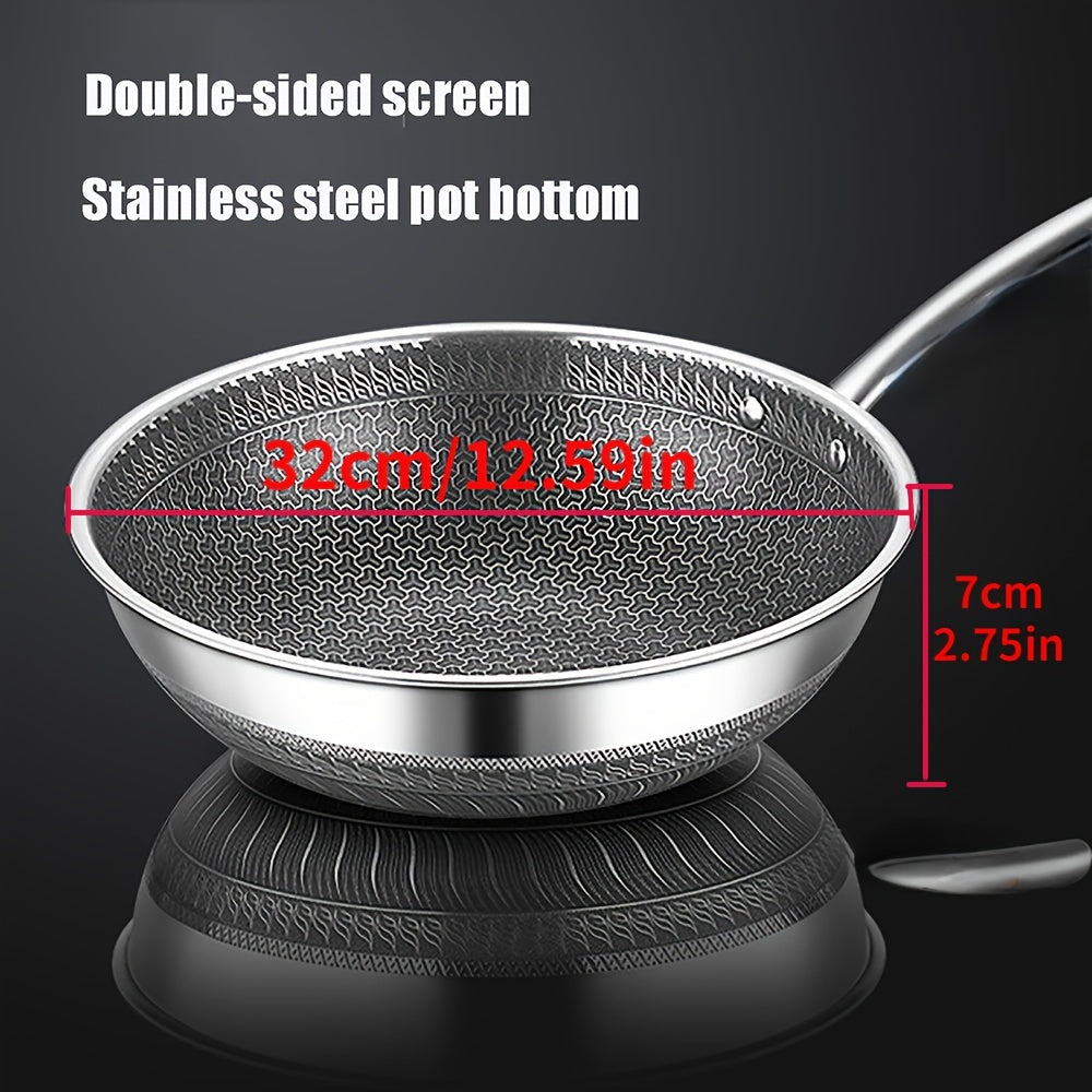 Tri-Ply Stainless Steel Frying Pan with Glass Lid, Dishwasher Safe, Versatile Cookware