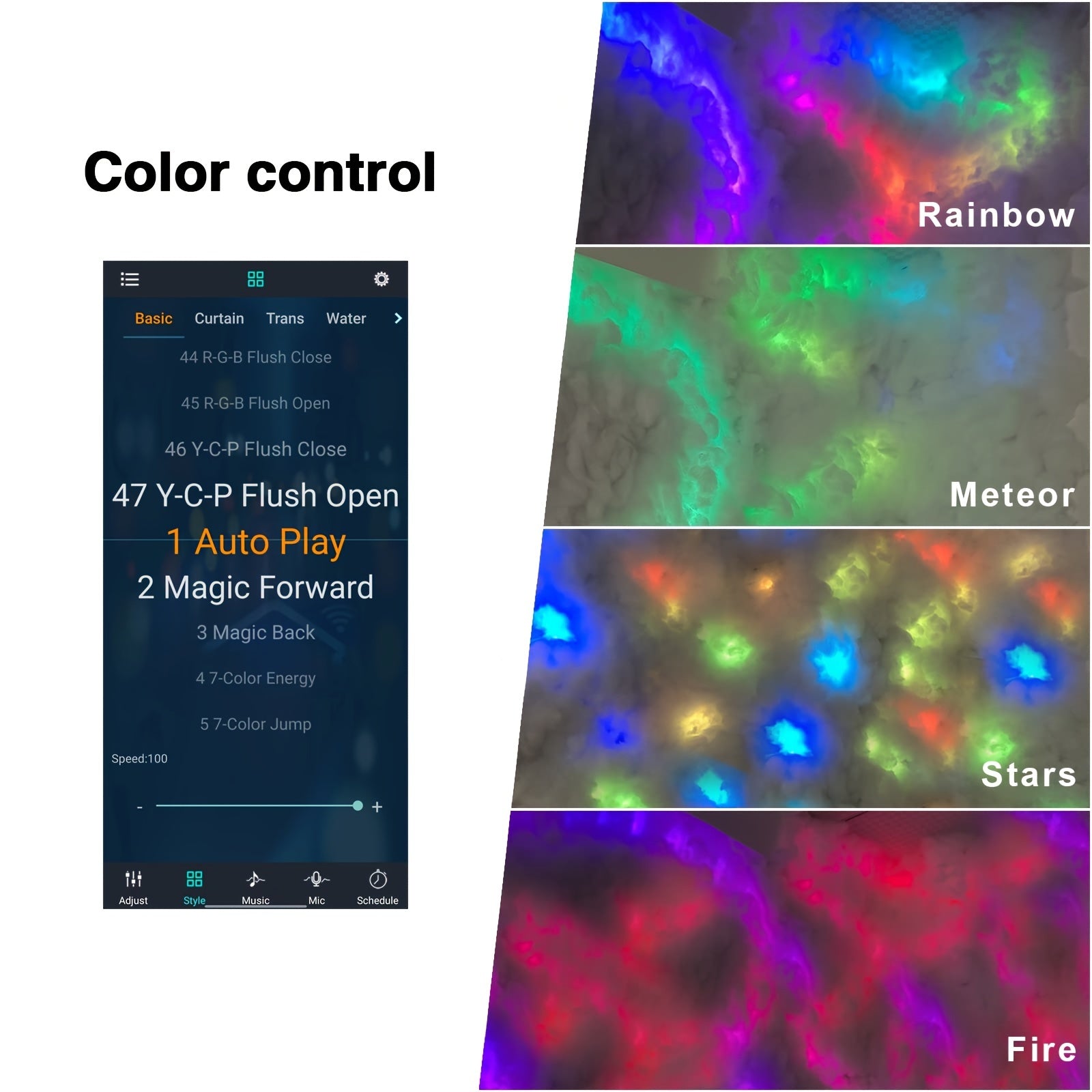 9.75m LED bulut chiroqi, 3D to'fon va ko'p rangli atmosfera bilan, o'yinlar va partiyalar uchun