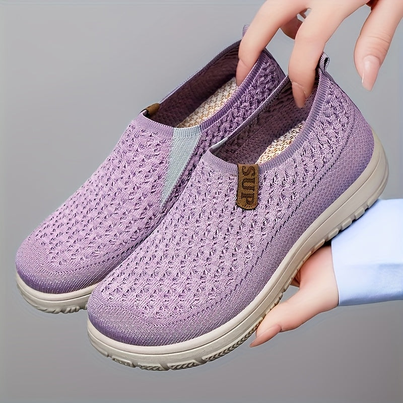 Women's Slip-On Casual Sneakers - Breathable Knit, Lightweight, All-Season