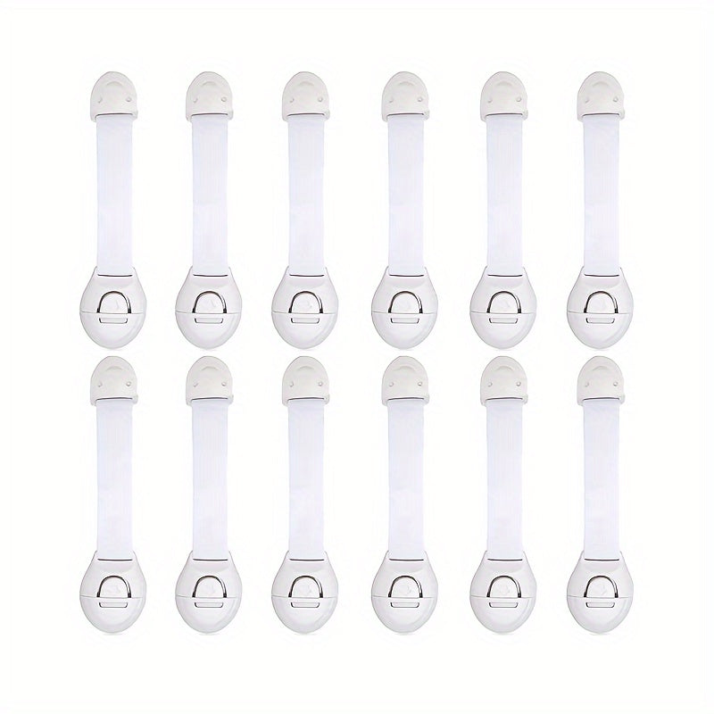 Set of 12 Adhesive Drawer and Cabinet Latches No Screws or Magnets Secure Furniture Kitchen Cabinets Ovens Toilet Seats