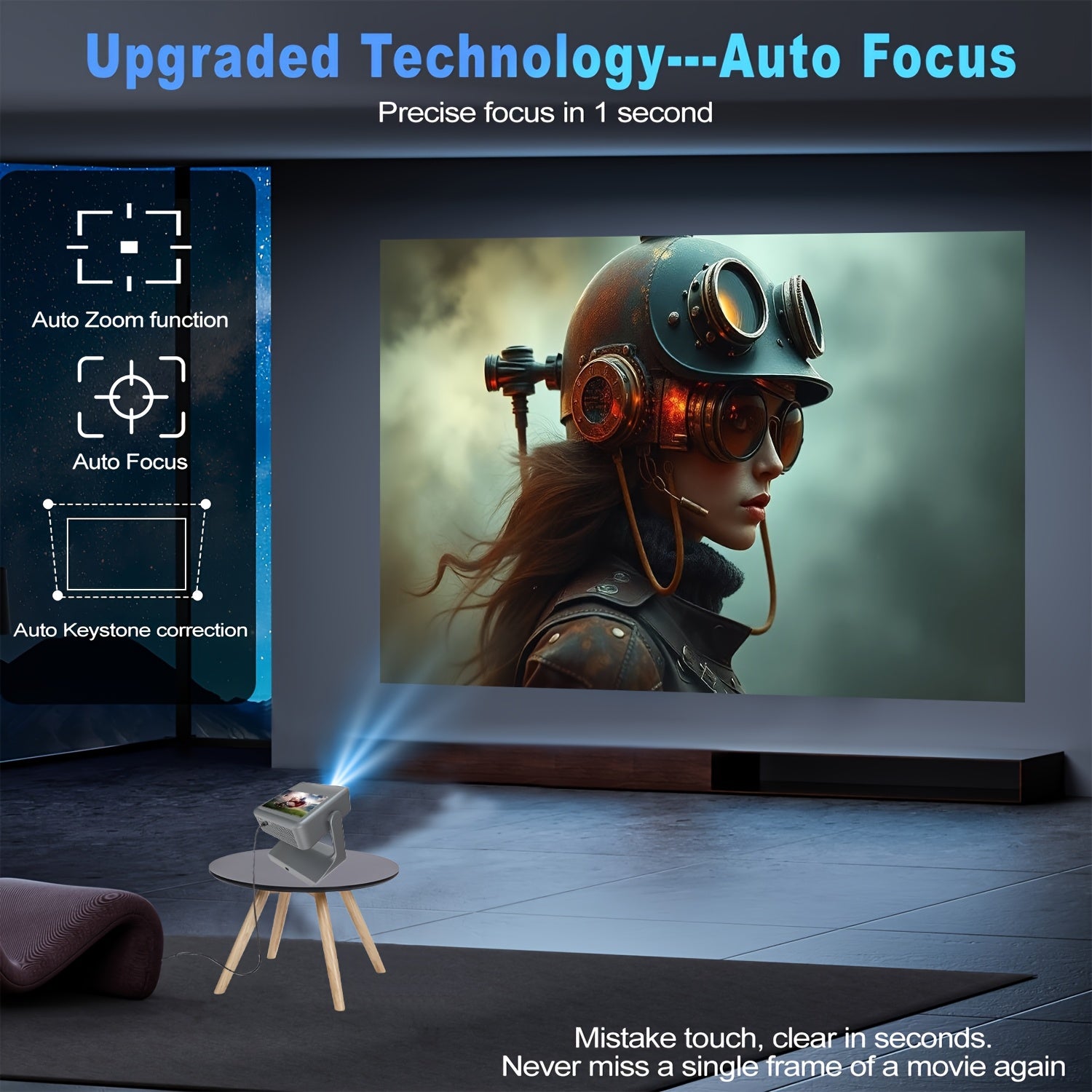 Портативный 4K сенсорный проектор с автофокусом, WiFi6, 1080P, домашний кинотеатр