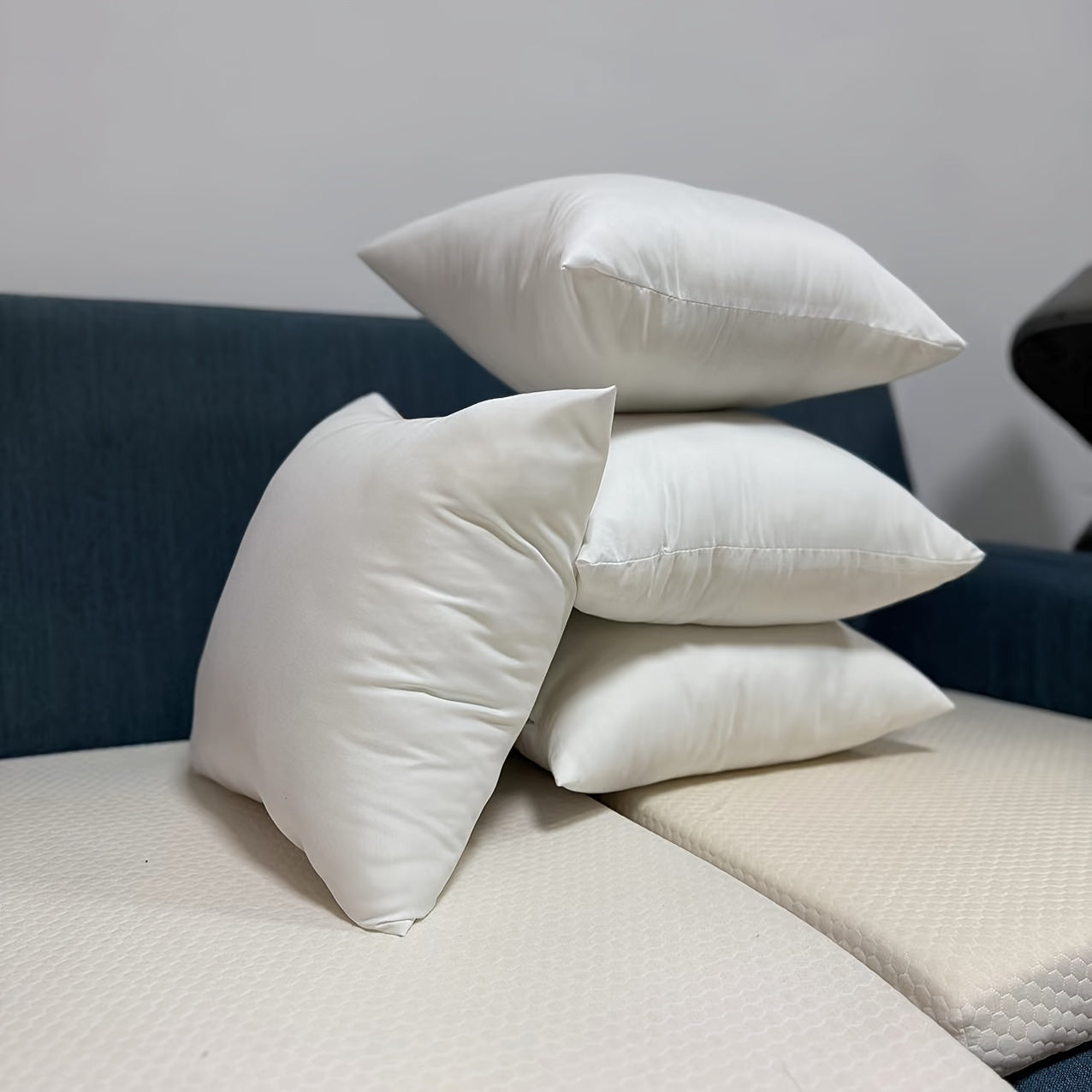 White Brushed Pillow Insert Soft Breathable Natural Material Cloud-Like Comfort