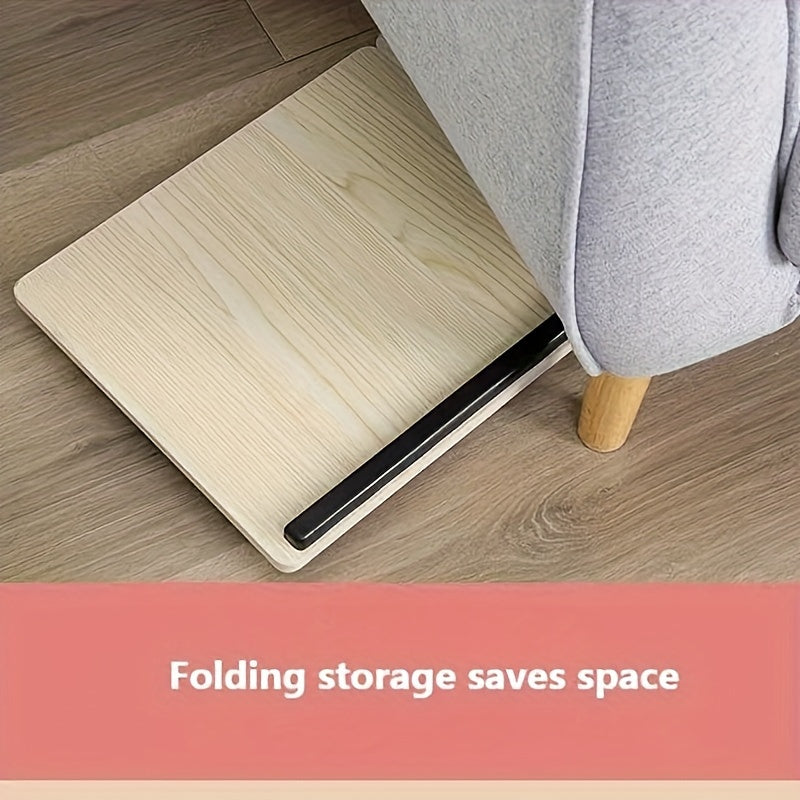 Sozlanadigan yotoq stoliga chashka tutqichli, portativ, yig'iladigan va qulay lap-stol, qora yoki peach rangda