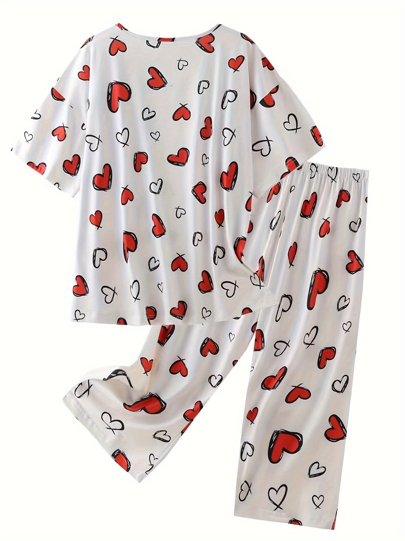 Conjunto de pijama casual para mujer, camiseta de manga corta y capris con cintura elástica