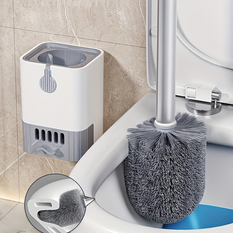 Wall-Mounted Toilet Brush Set with Flexible Handle for Bathroom Cleaning