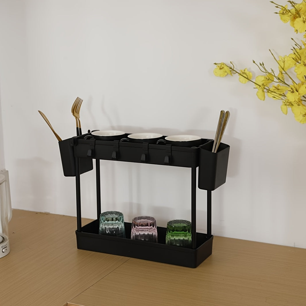 2-Tier White Sink Organizer Rack for Kitchen Storage and Spices