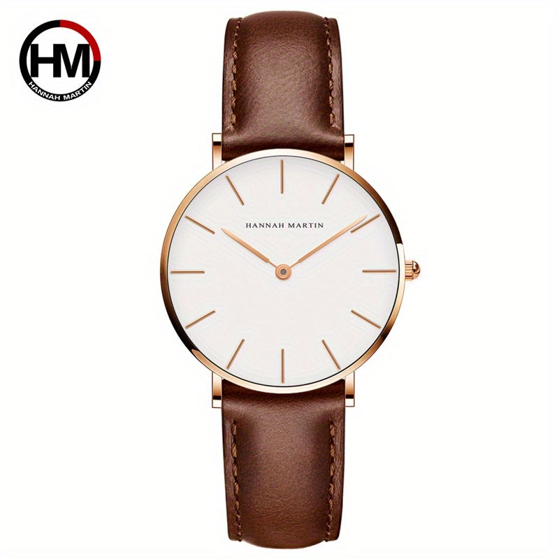 Reloj de mujer Ladies Quartz para mujer, reloj elegante y sencillo con correa de cuero