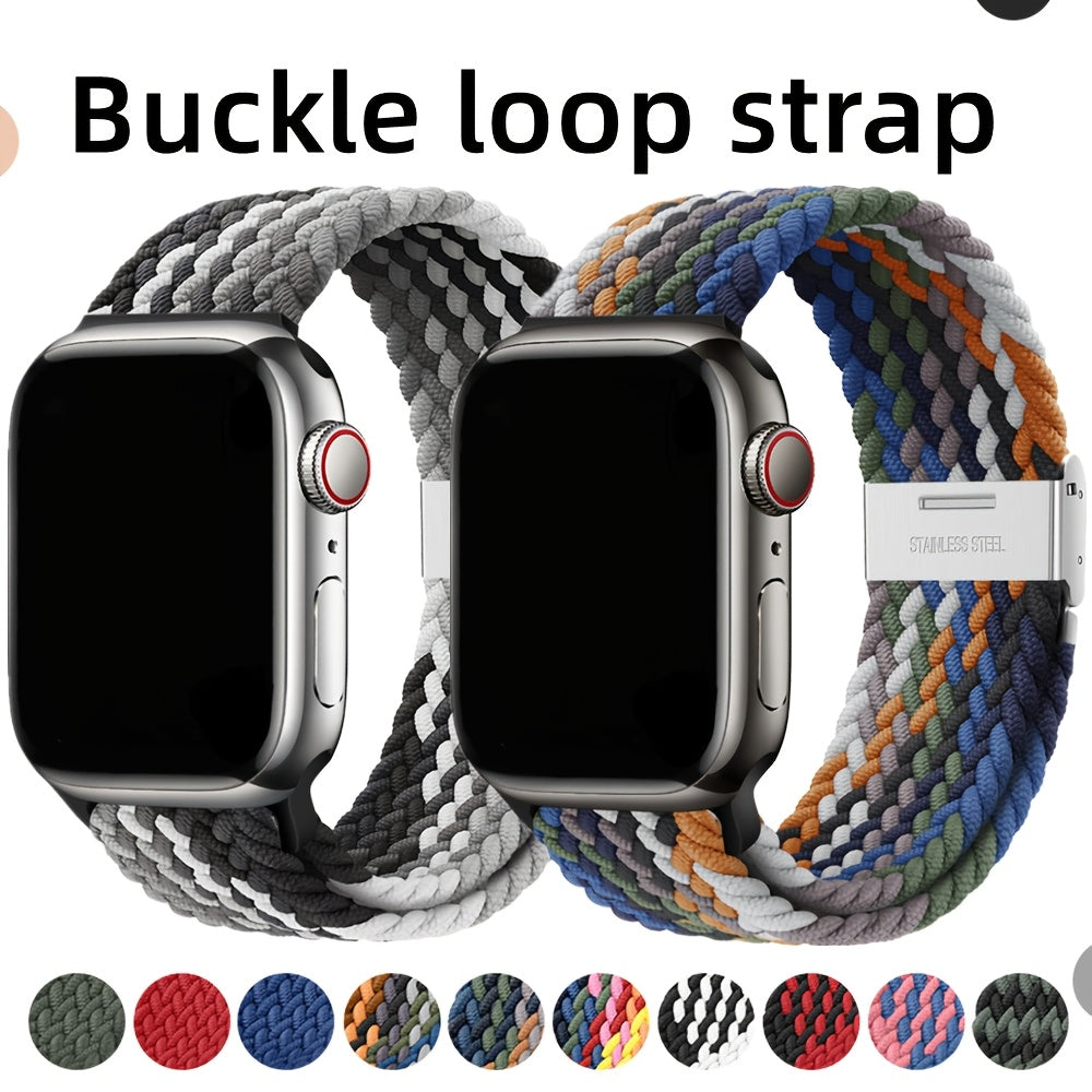 Adjustable Nylon Braided Solo Loop Watch Band Waterproof for Apple Watch Series 1-9 Ultra 2 42mm 44mm 45mm 49mm