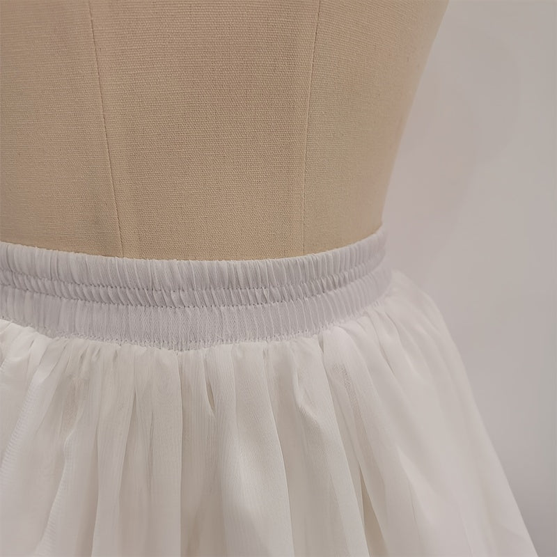 Girls Chiffon Petticoat with Stretchy Waistband 4-Layered Pleated Skirt for Princess Look