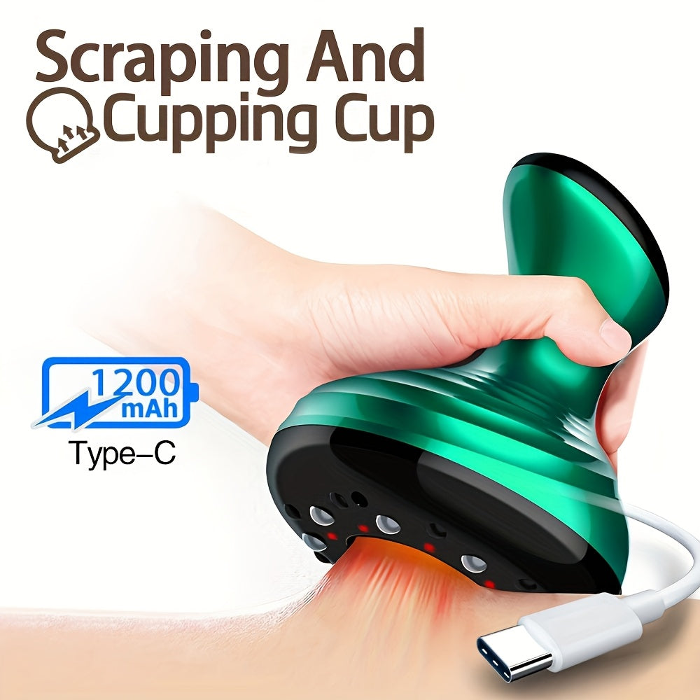 Isitish, vakuum so'rish va USB zaryadlash bilan jihozlangan qayta zaryadlanuvchi elektr bankalar massajeri, pushti, ko'k va qora yashil ranglarda mavjud.