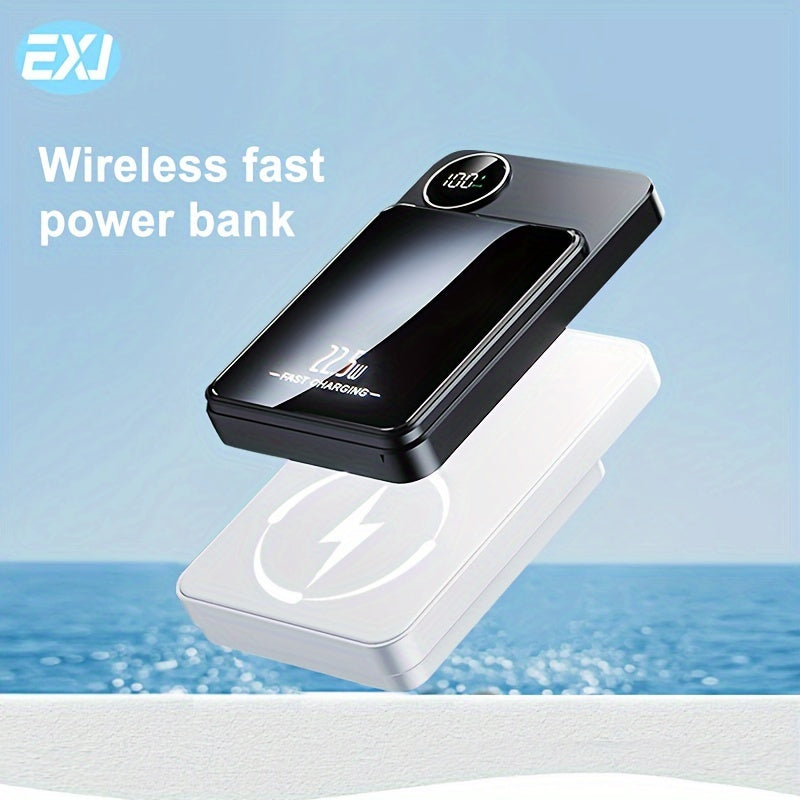 Портативный магнитный беспроводной аккумулятор емкостью 10000 мАч с USB-C и LED-дисплеем для iPhone 12-16