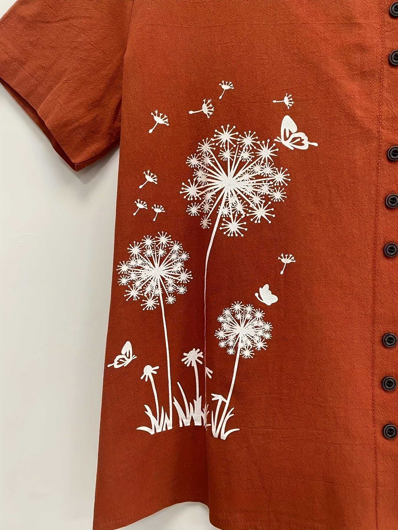 Plus Size Women's Floral Print Short Sleeve Blouse Lightweight Polyester