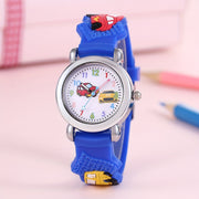 Kids Quartz Watch for Boys and Girls with Car Print, Blue, Non-Waterproof