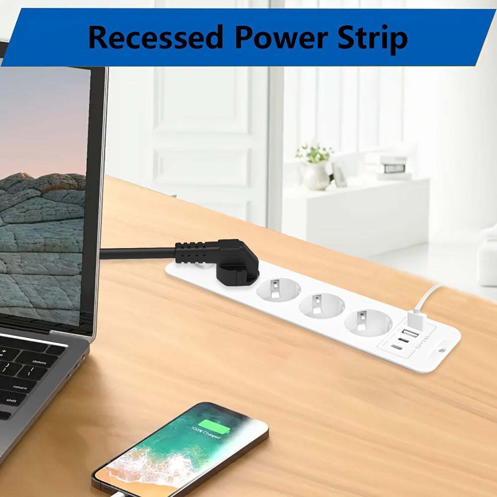 8-in-1 Power Strip with 4 USB Ports and 4 AC Sockets 179.83cm Cord for Home Office School