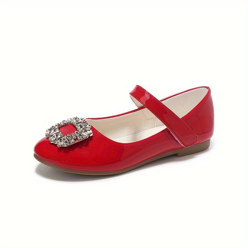 Girls Flat Shoes Spring Summer 2024 Rhinestone Round Toe Non Slip Fashionable Casual