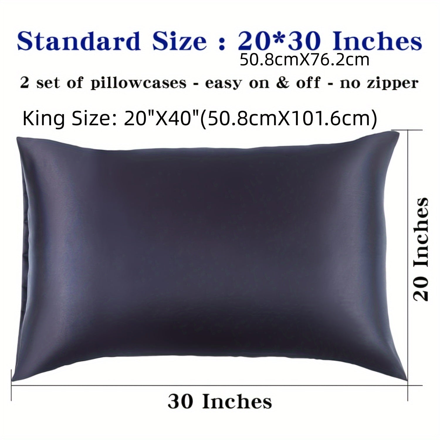 Pair of 2 Satin Pillow Protectors Hypoallergenic Soft Silk-Like Feel Machine Washable