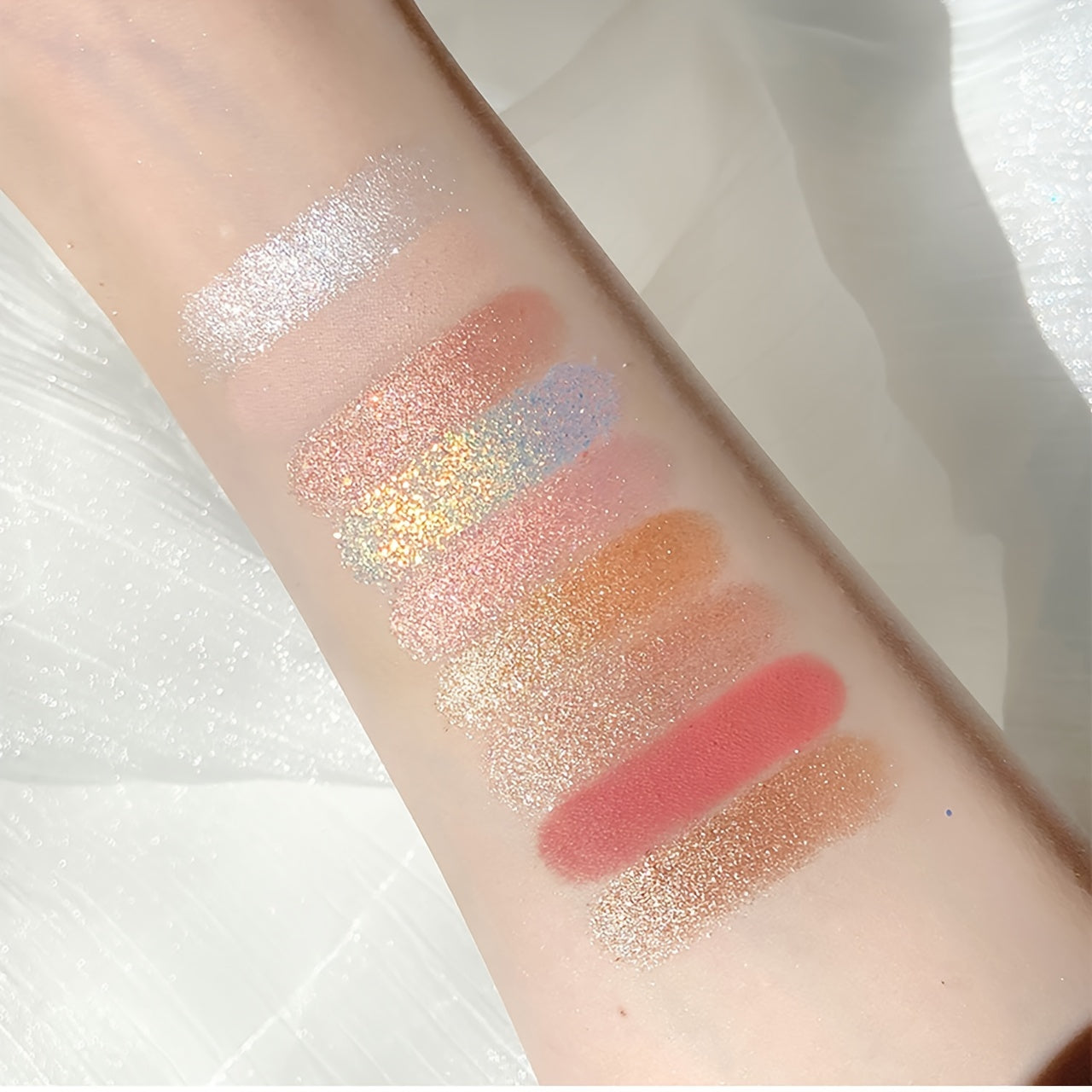 Women Eyeshadow Palette 9 Colors Matte Glitter Pearly Brown Orange Carnival