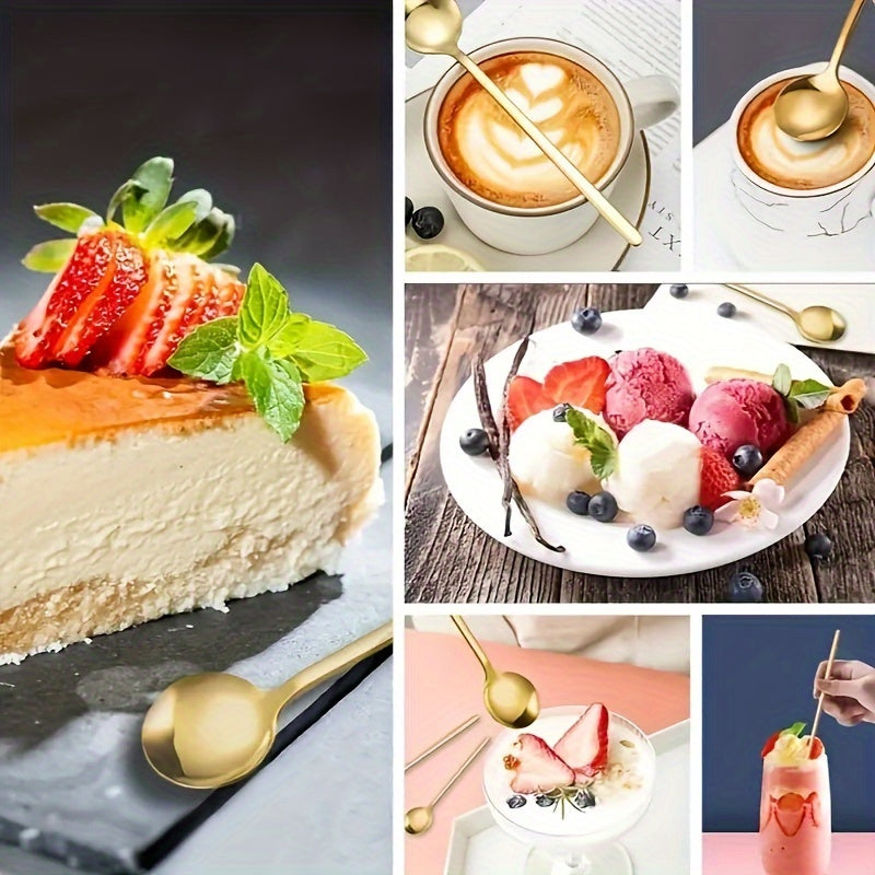 Gold-Tone Coffee Stirring Spoon for Desserts and Fruits