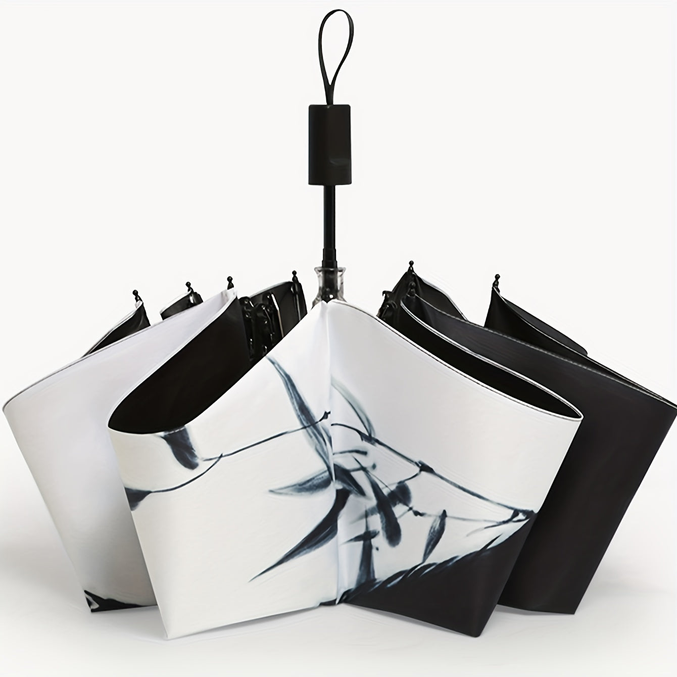 Qora va oq mushuk naqshli buklamali yomgʻirga chidamli quyoshdan himoya qiluvchi UV sayohat shapkasi