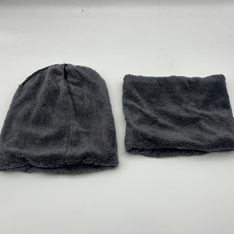 Men's Cozy Knit Hat Scarf Gloves Set Thick Fleece Lining Winter Warmth