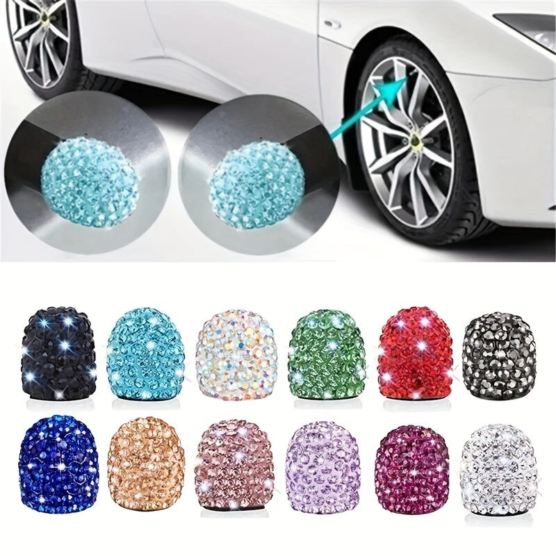 Car Tire Valve Caps Crystal Bling Dustproof Wheel Cover Pack of 4