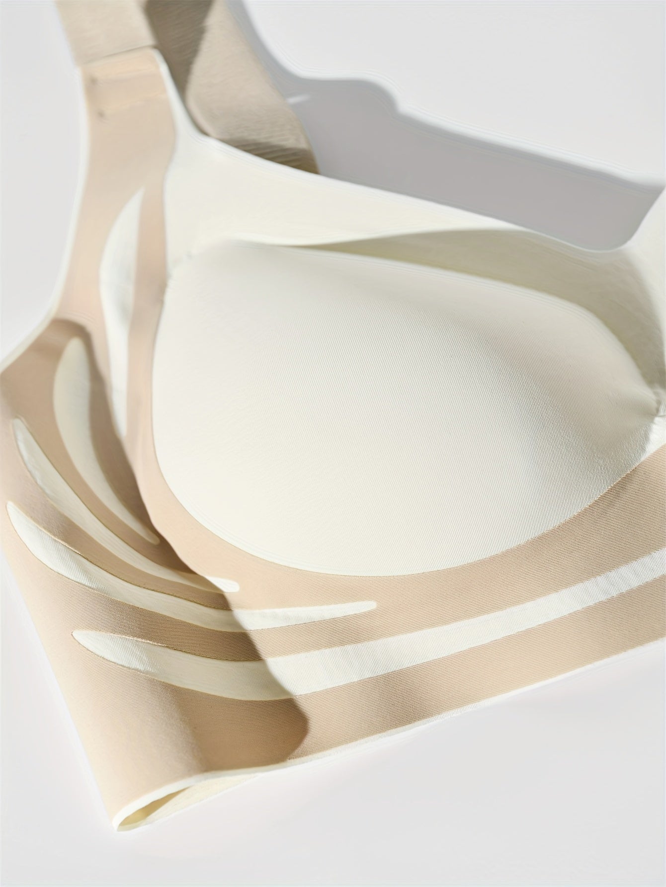 Conjunto de bralette sin costuras para mujer con patrón a rayas y almohadillas removibles, material de punto