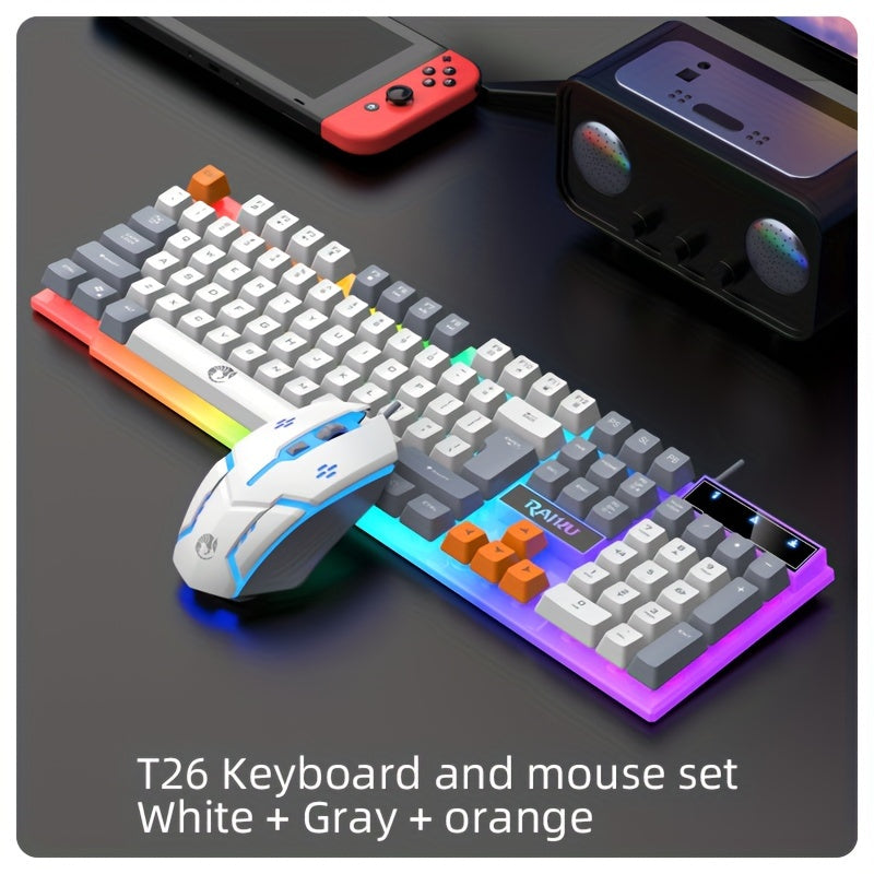 Set de teclado y ratón para juegos con iluminación RGB y diseño ergonómico